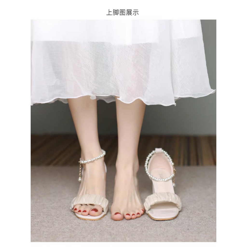 Giày cao gót BIG SIZE S103 cao 7 phân sandal quai nhún da bóng bít gót thời trang