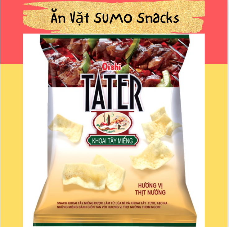 Bim Bim Snack Khoai Tây Miếng TATER Oishi 40g-Ăn Vặt Sumo Snack