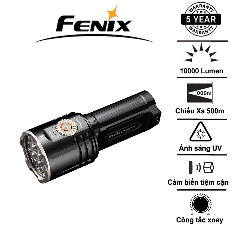 FENIX LR35R PRO – Đèn pin đa năng 10.000 lumen (đỏ UV Strobe SOS) cảm biến tiệm cận