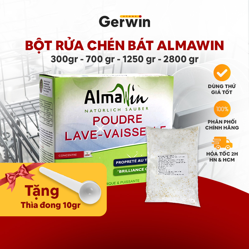 Bột rửa bát 1250g bột rửa bình sữa Almawin vệ sinh máy hút sữa Agii Moaz Be Bé hàng chính hãng