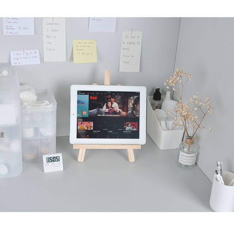 INS style wooden desktop foldable stand, mobile phone iPad stand decoration, student desk storage, tablet art shelf_voghion.com
