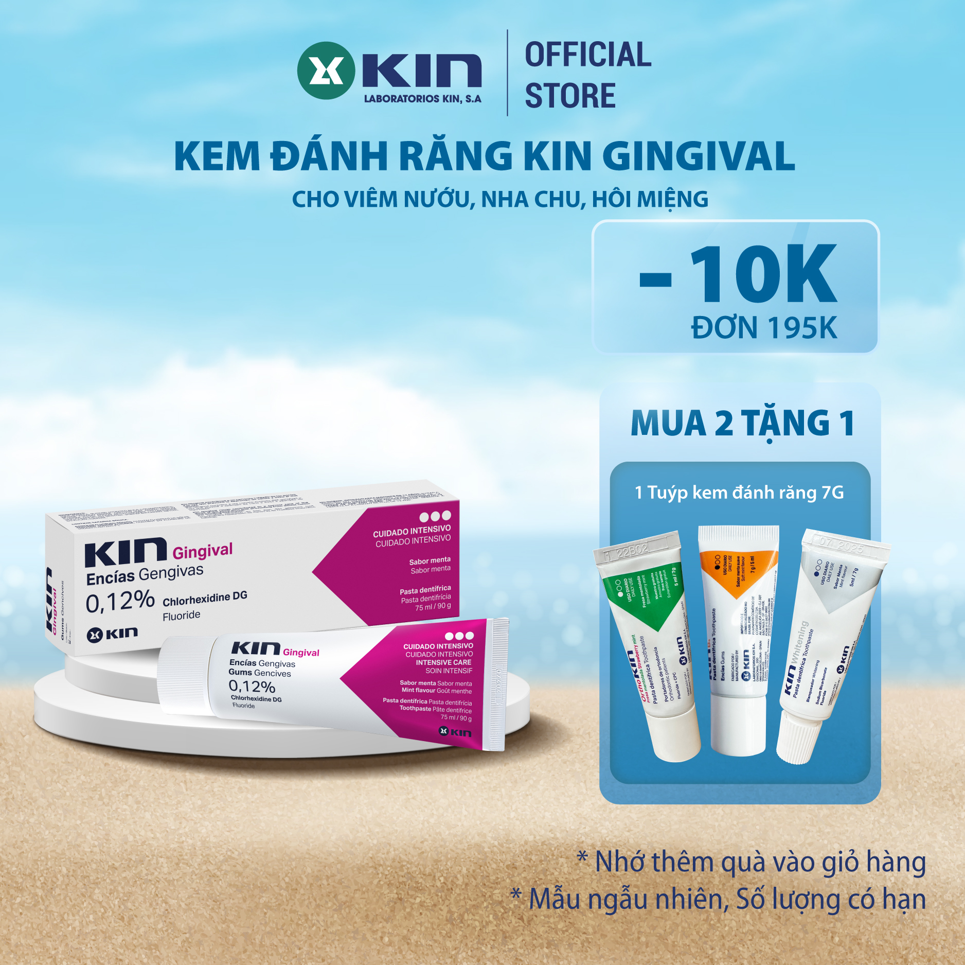 Kem đánh răng kin gingival dùng cho viêm nướu, hôi miệng, chảy máu chân răng, chống sâu răng 75ml
