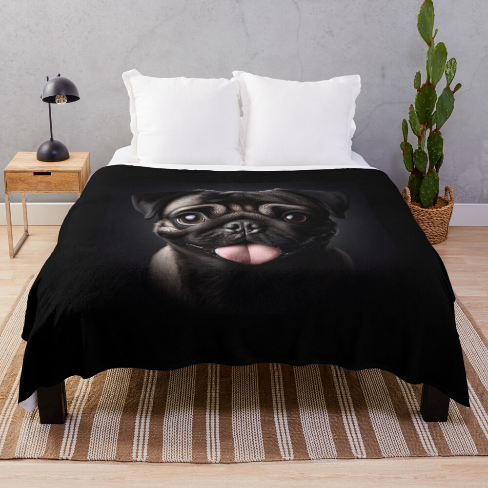 Pug dog Portrait Throw Decorative sofa Blankets For Sofas valentine gift ideas Sofa Blanket AJ.JA ราคา 746 บาท*ส่งฟรี