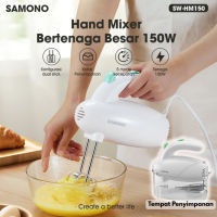 GAMEN X SAMONO Hand Mixer Pengaduk Adonan Kue Elektrik 5 Kecepatan Turbo Speed Watt Rendah Low Watt Hemat Listrik Material Food Grade Anti Karat Free Wadah Container Penyimpanan Desain Ergonomis Original HM150