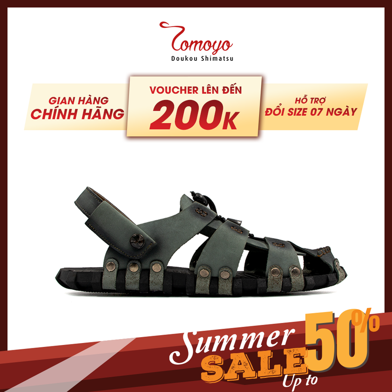 Sandal rọ nam da bò thật tomoyo tms10108