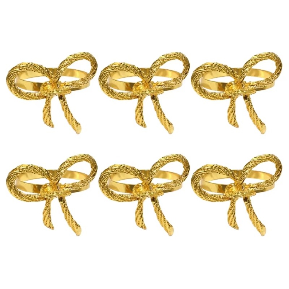 ECOCOKU 6 Pieces Thanh lịch Nhẫn khăn ăn hình nơ Mạnh mẽ Hợp kim kẽm Khóa khăn ăn Trang trí ngày lễ Đa chức năng Nhẫn giấy Trang trí bàn tiệc cưới - 5