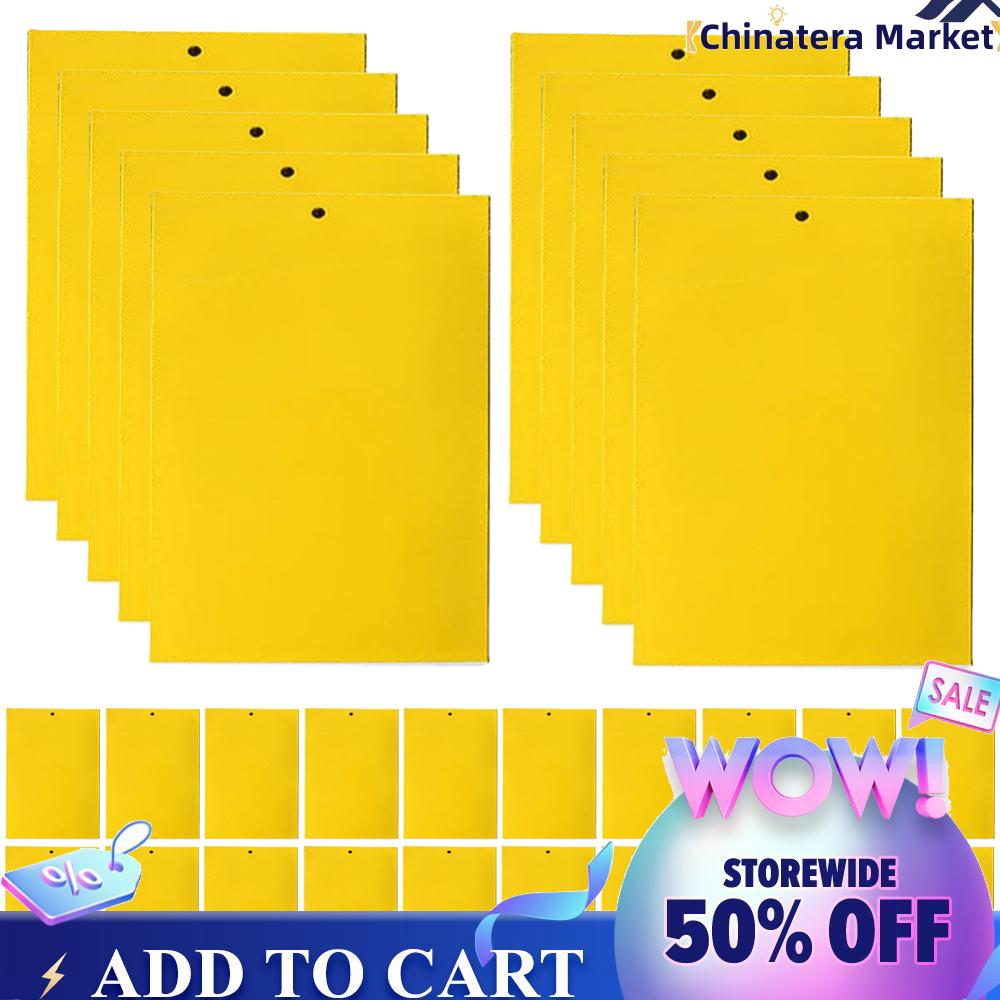 อุปกรณ์ทำสวนและตกแต่งกลางแจ้ง Chinatera 30/50/100 pcs กับดักเหนียวสองด้าน 8x6/8x4 นิ้วกับดักแมลงสีเหลืองสำหรับแมลงโรงงานบินเหมือนแมลงวันสีขาวเพลี้ยเพลี้ย 【Chinatera】