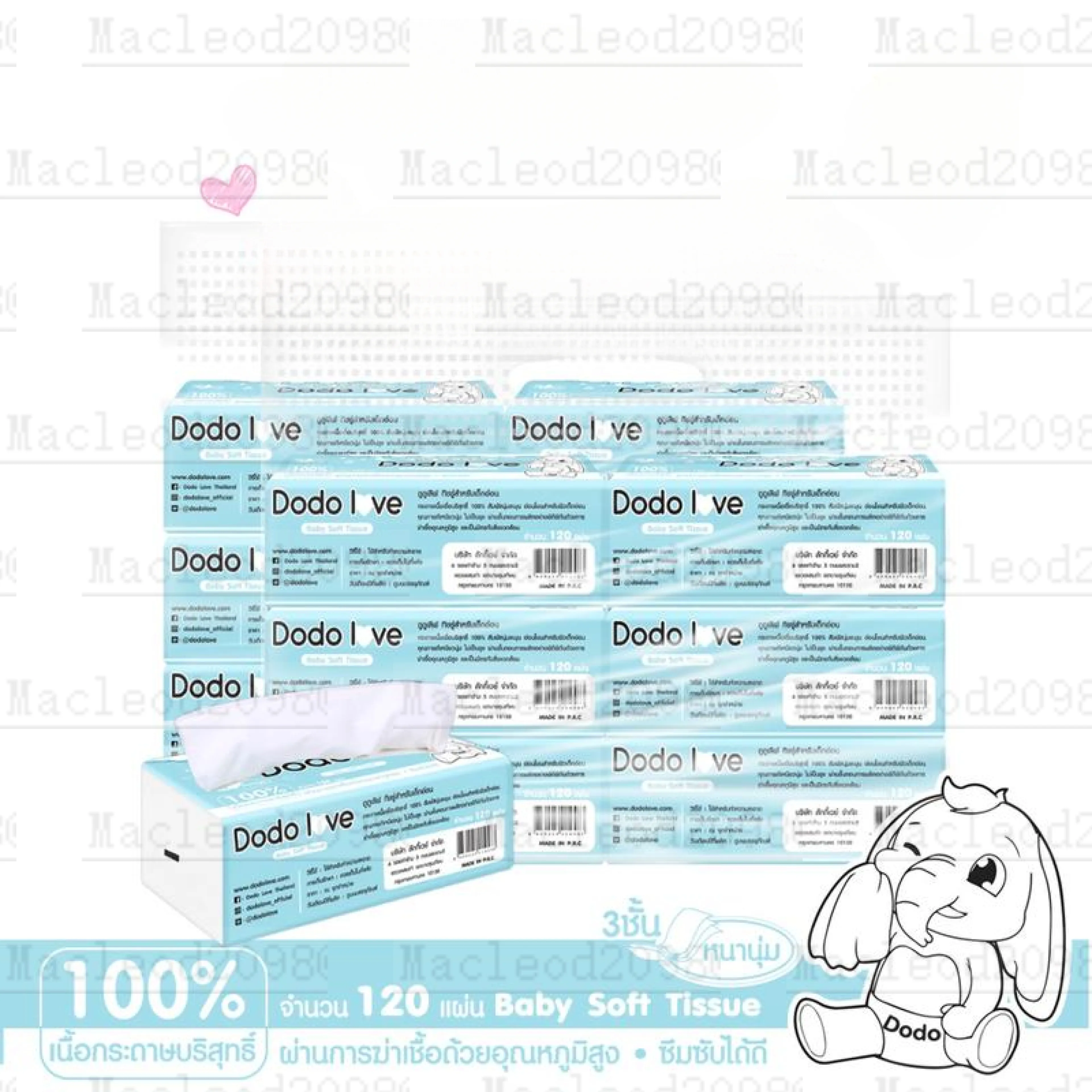 [ 6 แถม 6 ]  Baby Cotton Soft Tissue กระดาษทิชชู่ ทิชชู่ สำหรับเด็ก 2 แพ็ค 12 ห่อ เด็กทารก เด็กหญิง เด็กผู้ชาย ทำความสะอาด