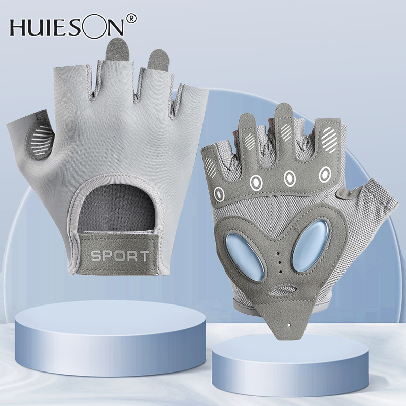 【HUIESON】 Sunscreen sports half finger anti-wear and shock-absorbing riding gloves for men, running, hiking, weightlifting, anti slip, breathable fitness gloves for women