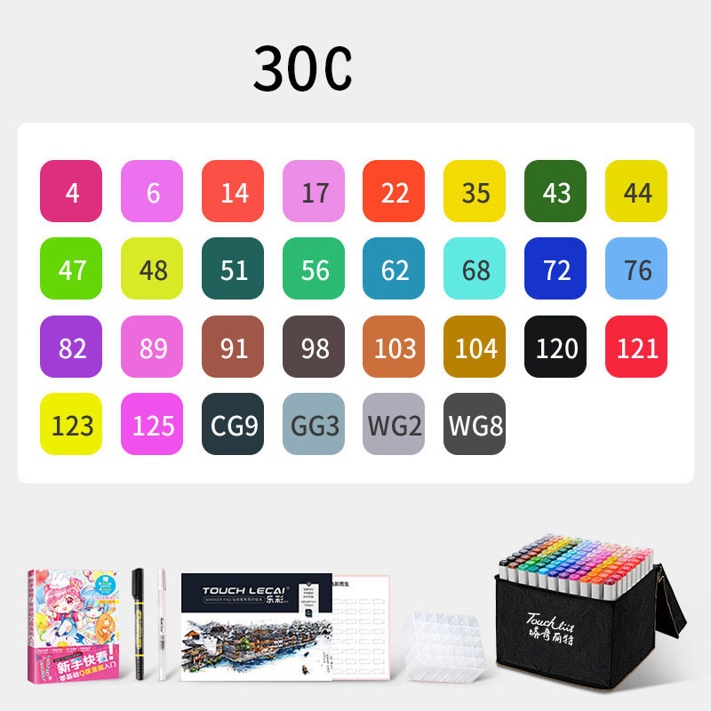 Bút Marker TouchLiit 6 Phiên Bản Mới Mix Đầu Cọ Brush 30/40/60/80 Màu Có Đế