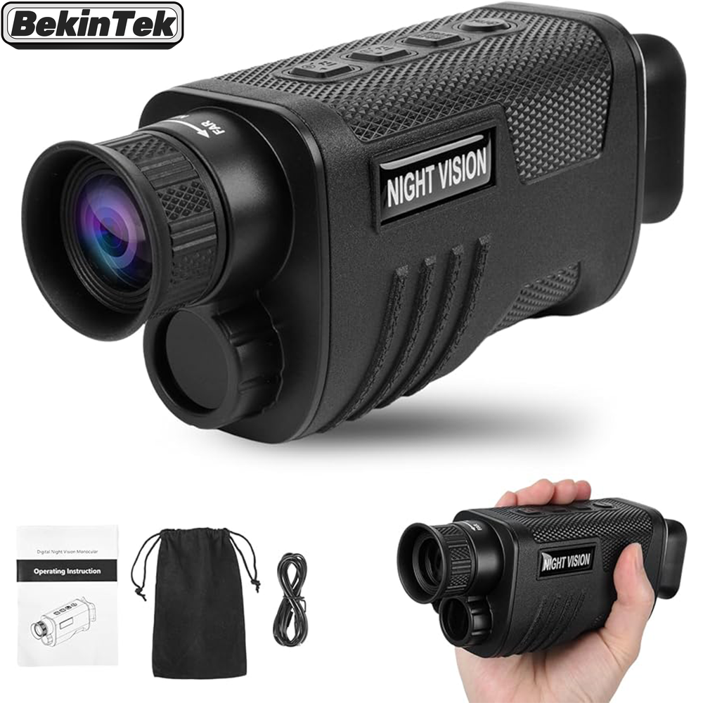 BekinTek Điều chỉnh hồng ngoại Kính thiên văn viễn vọng đêm cầm tay có thể sạc lại ống nhòm Quan sát đêm tối hoàn toàn 7x Điều chỉnh hồng ngoại 8x Phóng to kỹ thuật số 1080P Ghi video 8M Hỗ trợ chụp ảnh PC Điều khiển với thẻ TF 32G