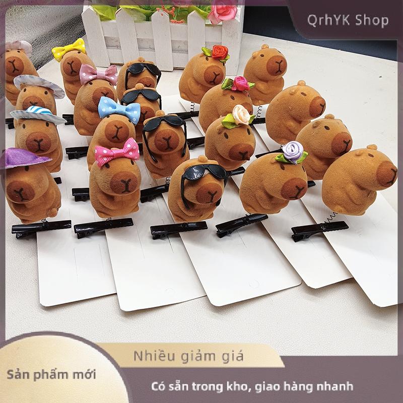 Hàng có sẵn✨ 1pcs phim hoạt hình trẻ em 3D capibala tóc Clip sang trọng kẹp tóc tự làm Bow Sunglasses Rose hat thiết kế capybara Duckbill Clip phụ kiện