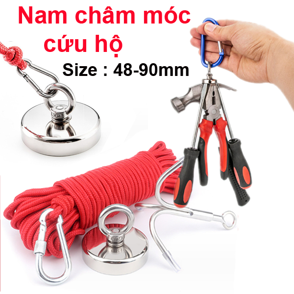 Nam châm móc tròn, Nam châm cứu hộ siêu hút 48 - 90mm