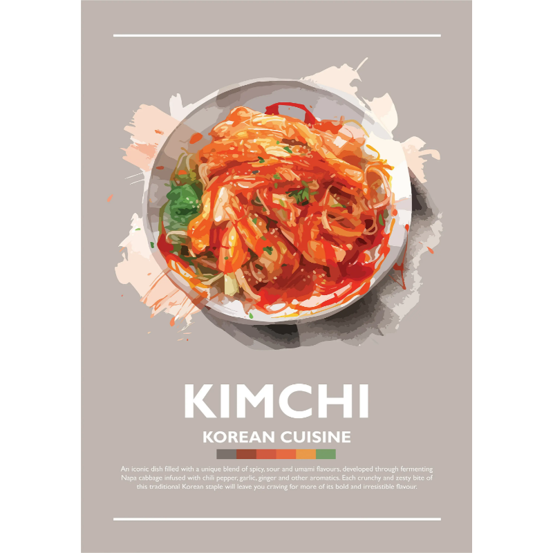 Korean Food Poster Bulgogi Bibimbap Gimbap Kimchi Sundubu Jjigae Canvas Painting Minimalist Wall Art Picture Kitchen Home Decor