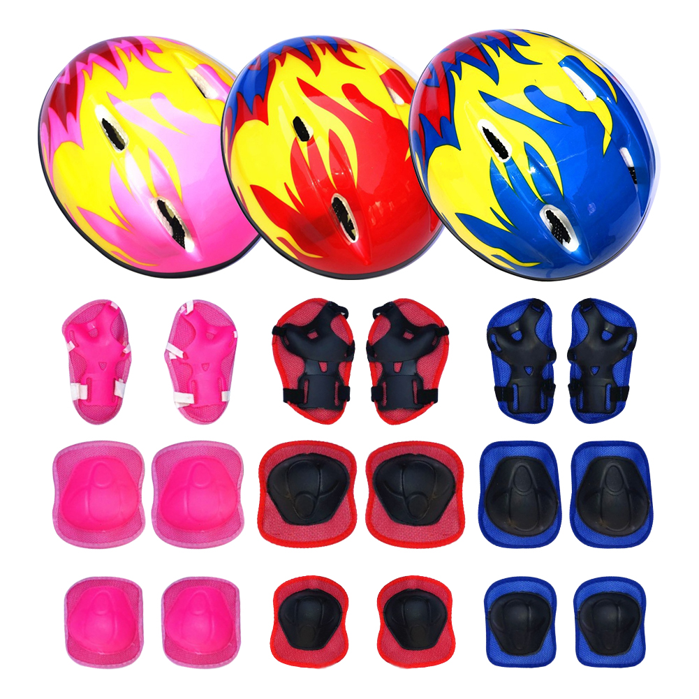 Sellerqueen💙Trẻ em Xe đạp thể thao Mũ bảo hiểm cưỡi cân bằng Skateboard hat thiết bị bảo vệ Bộ 7 bộ chi tiết được trang bị với ván trượt xe đạp an toàn cưỡi bảo vệ