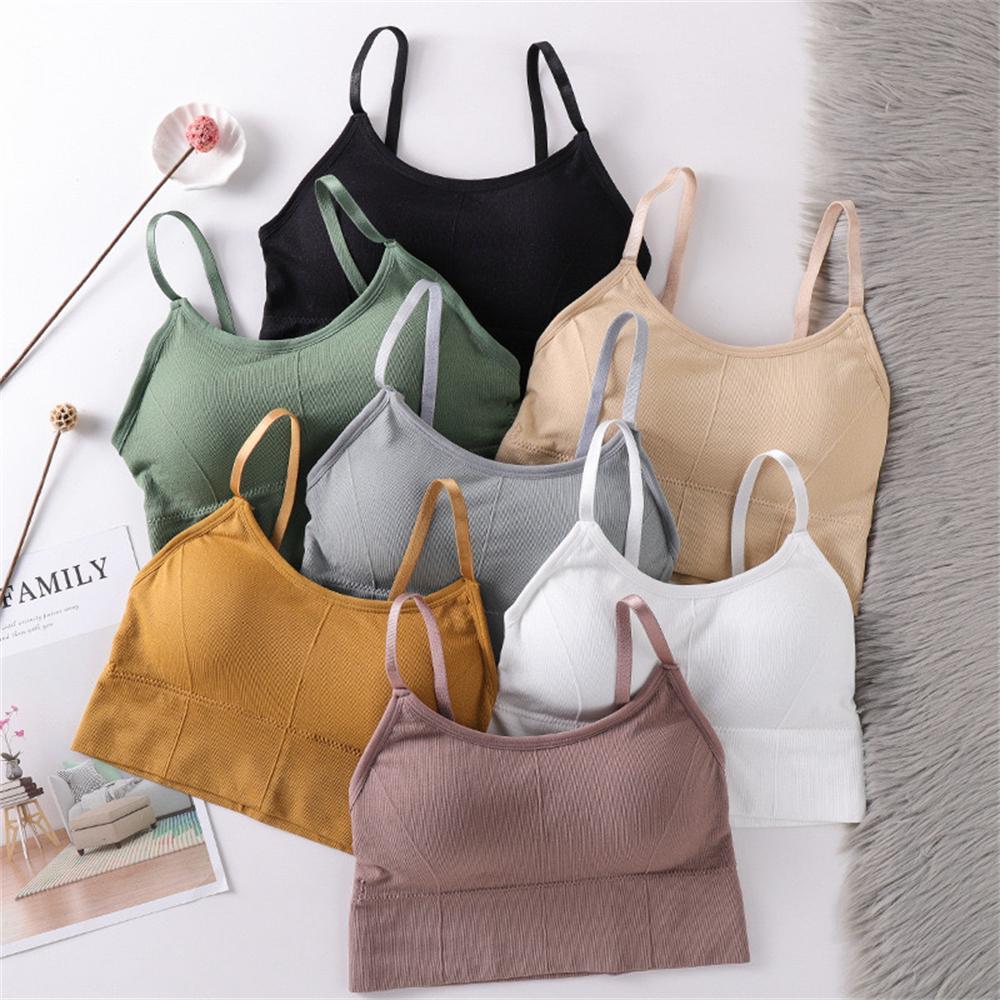 Multi-color Sports Bra Women Camisole No Steel Ring Bralettes One-Piece Chest Removable Shoulder Strap Underwear For Girls Yoga Running Fitness