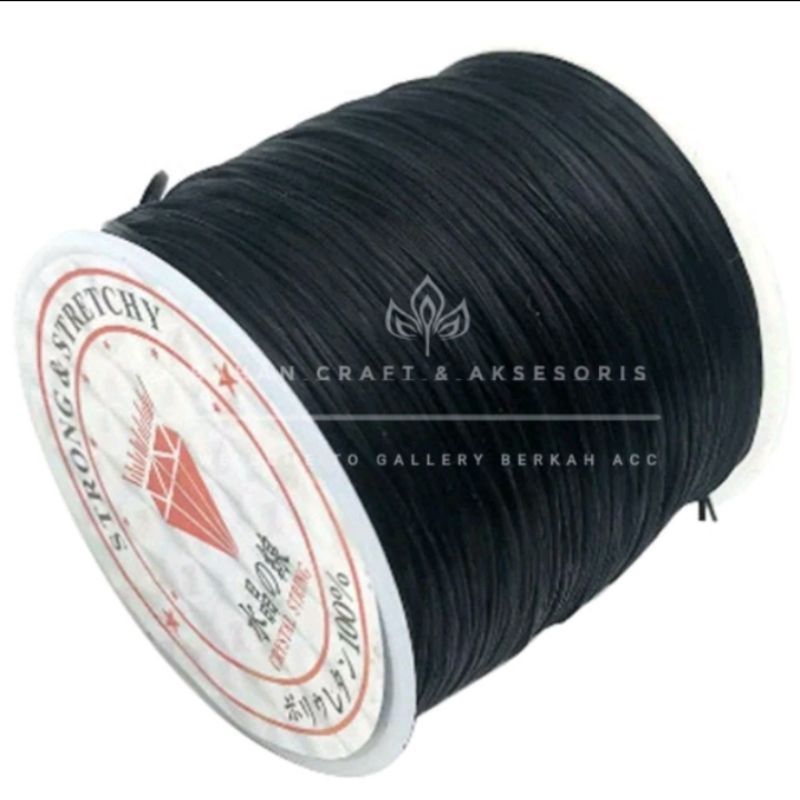 Sinaraya Tali Benang Karet Elastis 60Meter/Roll Hitam Putih Ukuran 0.6Mm COD Murah