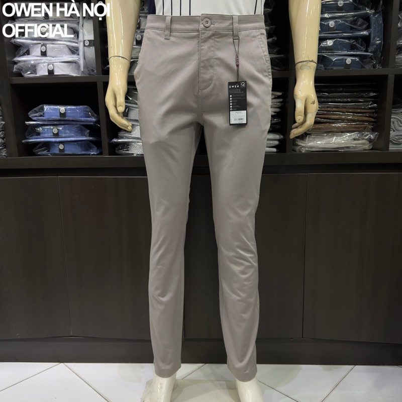 Quần kaki nam Owen màu xám slim fit vải co giãn QKS251275