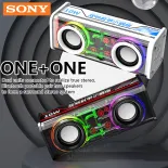 【Hàng tồn kho đã sẵn sàng】♥Miễn phí vận chuyển + COD♥Ban Đầu Sony V8 Loa Bluetooth Trong Suốt Loa TWS Loạt Surround thẻ TF Kép Loa Siêu Trầm Với Nhiều Lighting RGB Chế độ