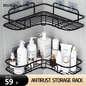 Rust-Free Bathroom Corner Organizer Shelf Rack - Traceless Wall-Mounted