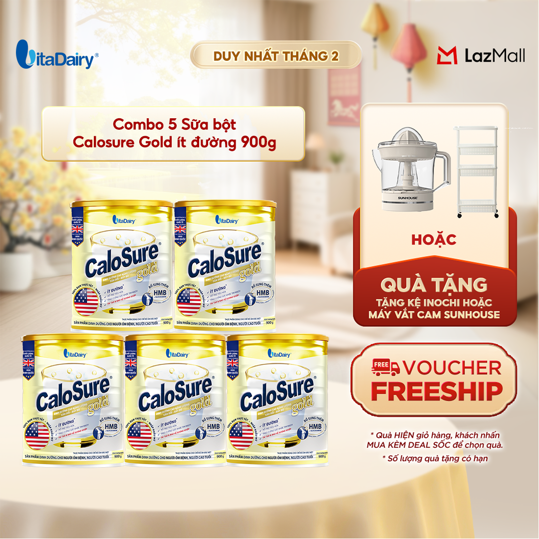 Combo 5 Sữa bột Calosure Gold ít đường 900g - VitaDairy