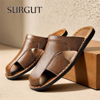 ​SURGUT Summer Mens Slippers Closed Toe Slide Flexible Upper For Street Leisure Big Size 38-48