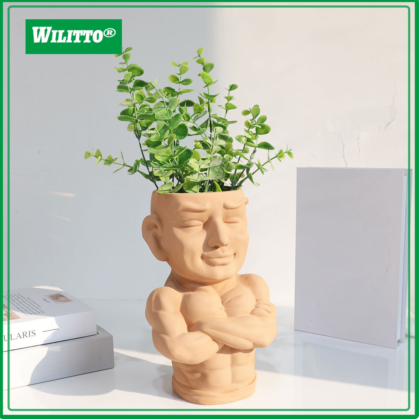 Flower Planter Muscle Man Artistic Modeling Sculpture Dual Use Flower Vase Desktop Ornament Nordic Style Resin Flowerpot Cactus Plants Pot Home Decoration ราคา 971 บาท*ส่งฟรี