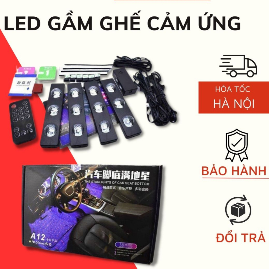 Led gầm ô tô – đèn led gầm ghế ô tô – cảm biến đổi màu theo nhạc, có điều khiển tiện ích cho xe hơi