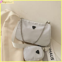 Gigicloud Women Solid Color Shoulder Bag With Small Bag Trendy Simple Crossbody Bag For Shopping