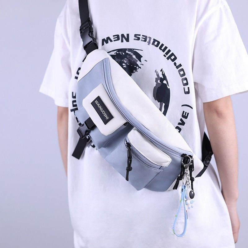 iarheva6 Shoulder bag for men's trendy cool cross body bag, cross chest bag, street trend single shoulder bag, casual men's waist bag, carry on bag