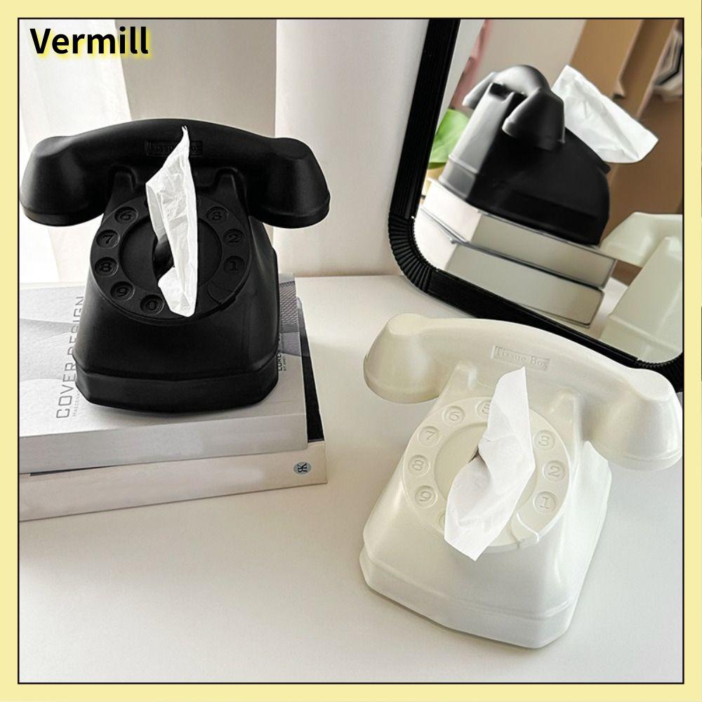 VERMILL Silicon Hộp khăn giấy Phong cách retro Hình dạng điện thoại Hộp giấy Đồ trang trí Hoài niệm Hộp trang trí Phòng khách