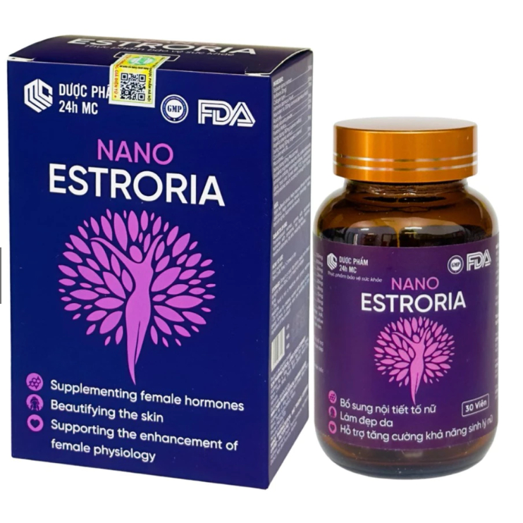 Viên uống Nano Estroria giúp tăng nội tiết, đẹp da giảm nám, sạm da, khô da, giúp da mịn màng viên vieen uong nuoc