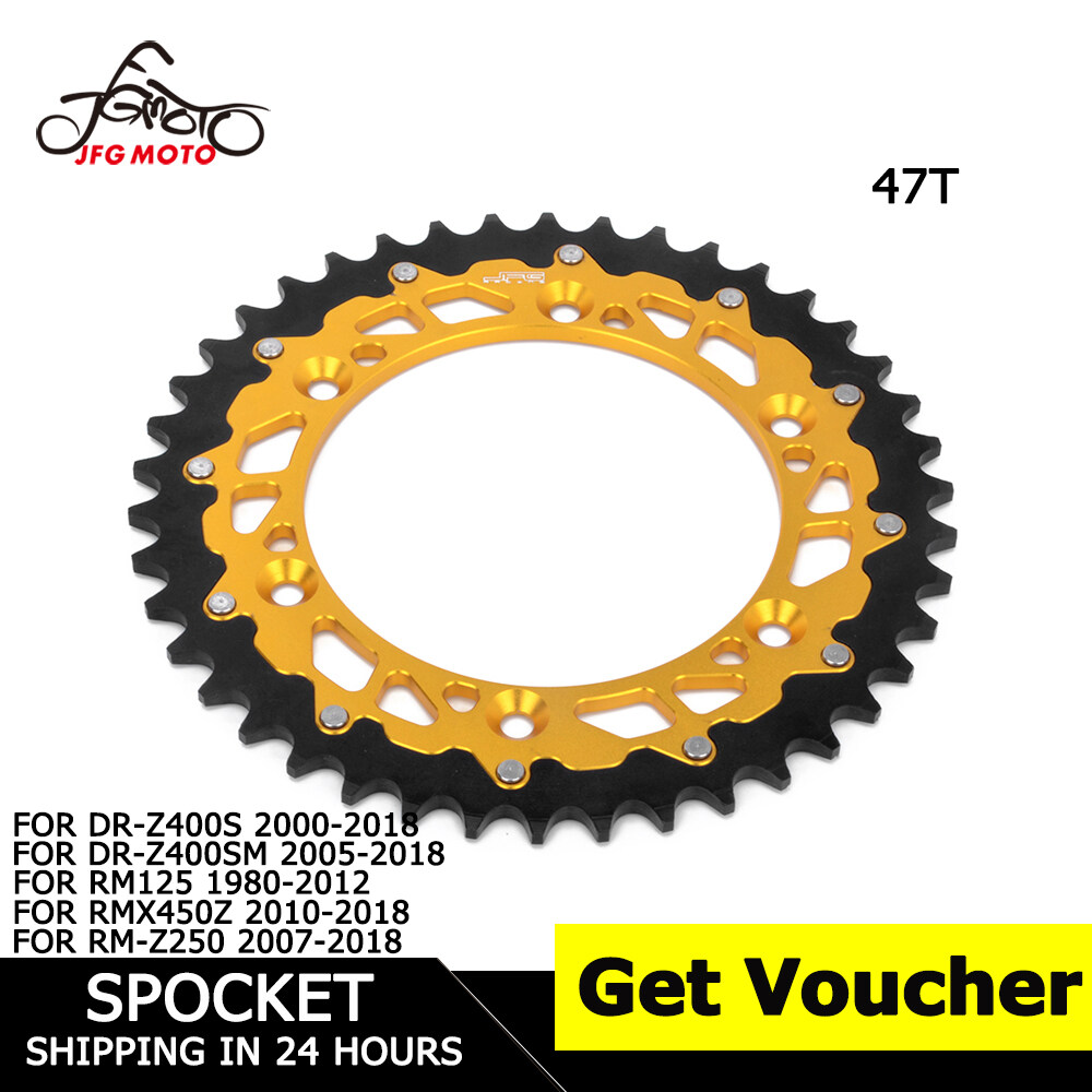 Jfgmoto 47t xe máy thép nhôm rear sprocket đối với suzuki drz250 drz400 rm125 rm250 rmx250 rmx450z rmz250 rmz450 dr250 dr350 phụ kiện