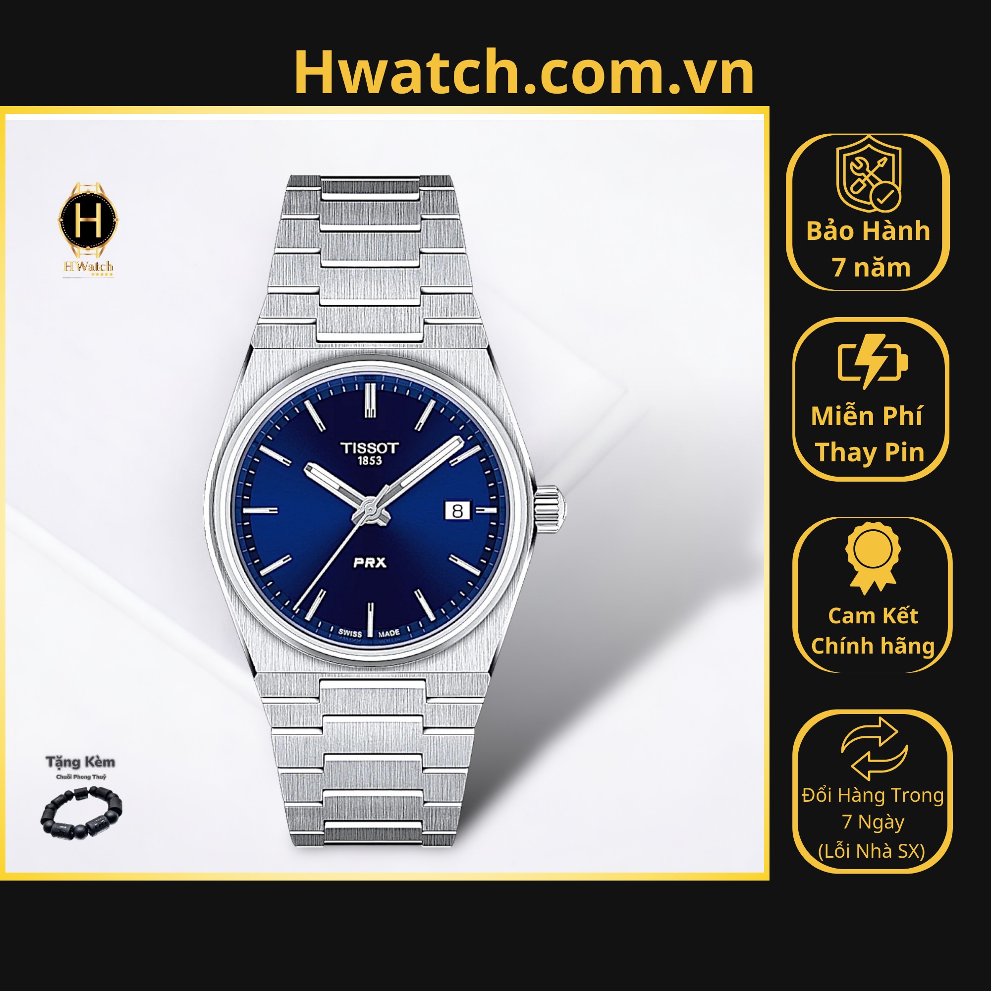 [Có sẵn] [Chính hãng] Đồng Hồ Unisex Tissot Pin T137.210.11.041.00 ( T1372101104100 ) PRX Quartz BlueDial 35mm Hwatch.com.vn