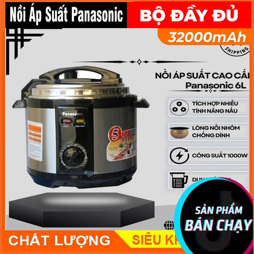 Nồi Áp Suất Panasonic 6 Lít Lòng nồi bằng hợp kim nhôm, tráng men chống dính Cao Cấp , dễ vệ sinh , tháo rời vệ sinh rất sạch sẽ . Nấu siêu nhanh, Bảo Hành 12 tháng