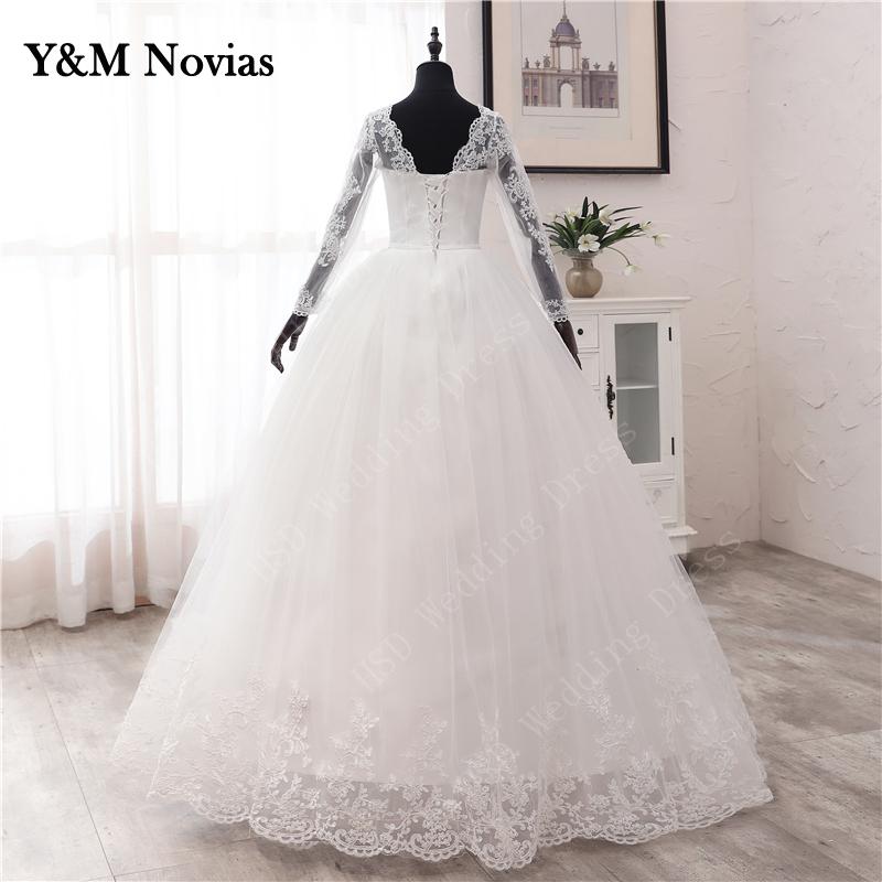 [txma] New Spring Lace Appliques Wedding Dresses Long Sleeve Vestidos De Novia 2023 White V-Neck Princess Bride Wedding Gowns Plus Size ราคา  3,768 บาท*ส่งฟรี