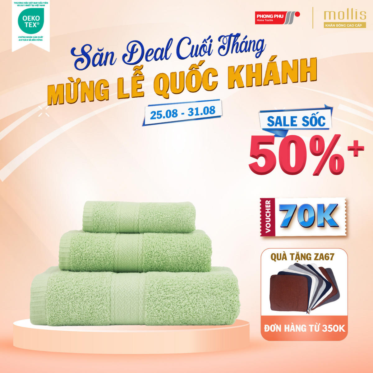 Khăn Tay Mollis Cotton 30x42cm Khăn Cao Cấp Mềm Mịn Thấm Hút Không Ra Màu Không Xù Đồ Lông Gia Đình Spa Khách Sạn HM50