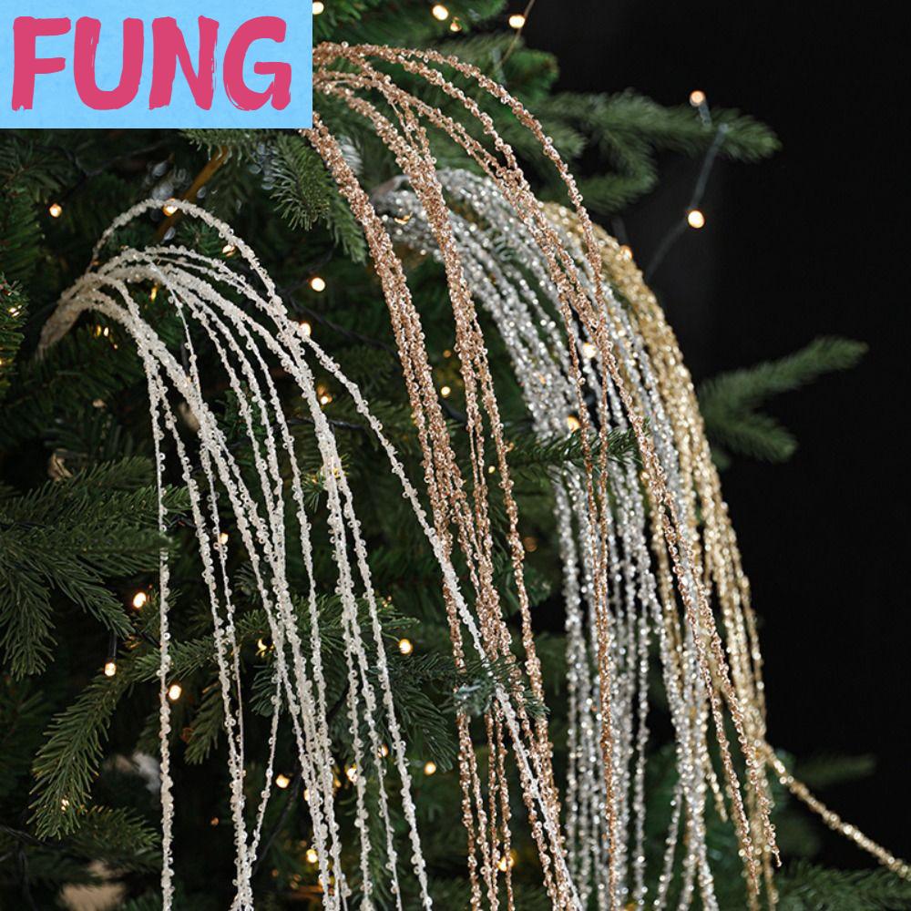 FUNG เลื่อมประดับโลหะแวววาว กิ่งก้านคริสมาสต์เทียมแวววาว งานทำมือ 90ซม. ค่ะ กิ่งคริสต์มาสจำลอง ต้นไม้ปลอมปลอม สง่างามเรียบหรู ตกแต่งต้นคริสต์มาส การตกแต่งสุขสันต์วันคริสต์มาส ราคา 138 บาท*ส่งฟรี