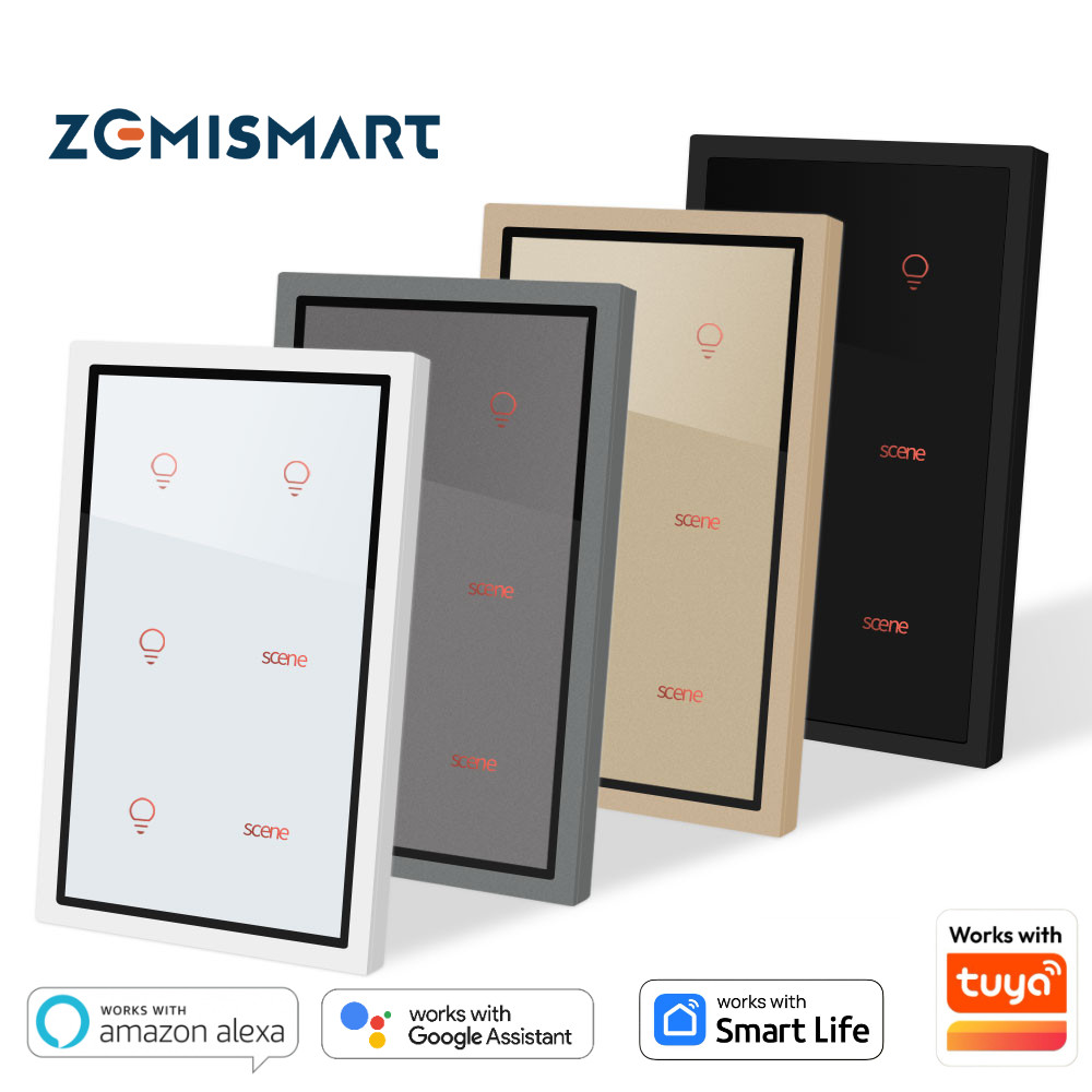 zemismart Zigbee Light Switch Scene Switch 4 Gang 4x2 Touch Wall Neutral Switche Google Home Voice Control,work with Tuya Zigbee Hub ราคา 1,332 บาท*ส่งฟรี