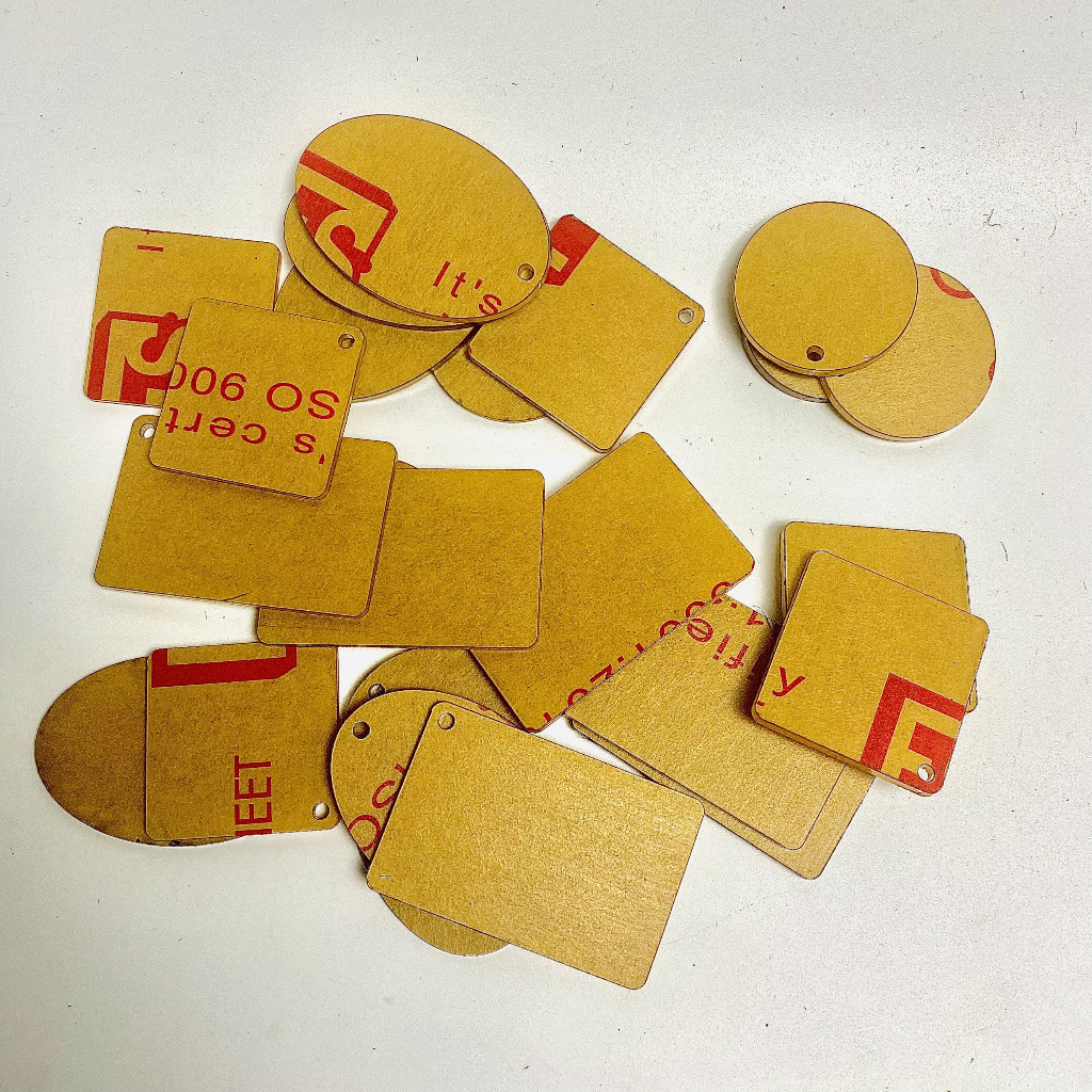 Phôi meka, phôi móc khoá mica hình tròn, oval, chữ nhật, vuông làm móc khóa bộ 10 cái
