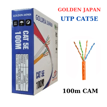 Cáp mạng UTP Golden Japan Cat5E 100m màu cam