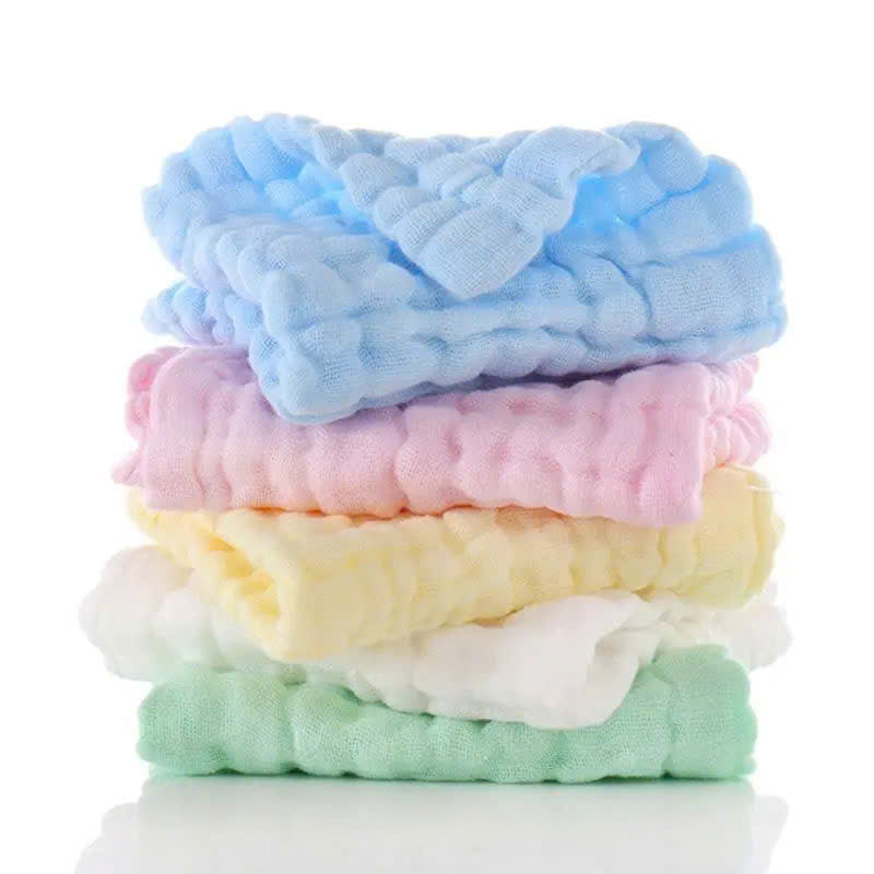 Set 5 khăn sữa nhăn 6 lớp màu pastel chất xô muslin cho bé