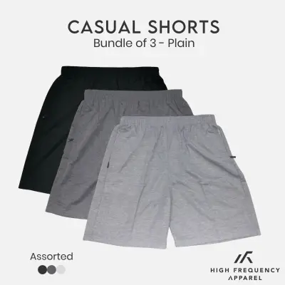 [SG Seller - BUNDLE OF 3] Plain Unisex HF Casual Cotton Shorts Quick-Drying Home Grey Short M