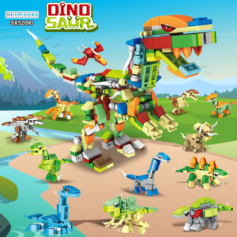 Khối xây dựng nhỏ xuyên biên giới tương thích Lego cho trẻ em lắp ráp xếp hình khủng long thế giới đại dương đồ chơi cho bé trai lắp ráp Tyrannosaurus rex