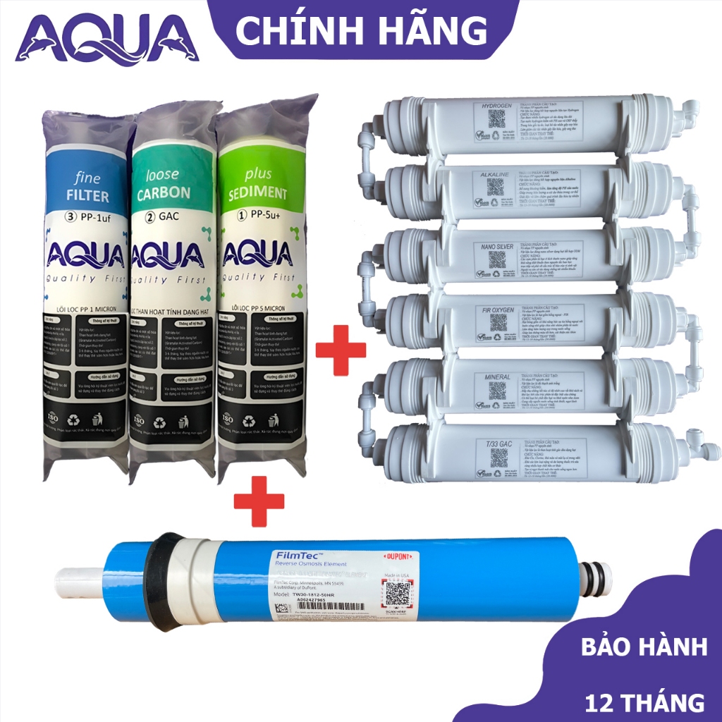 Combo 8 9 10 lõi máy lọc nước RO AQUA - Dùng chung cho mọi loại máy RO