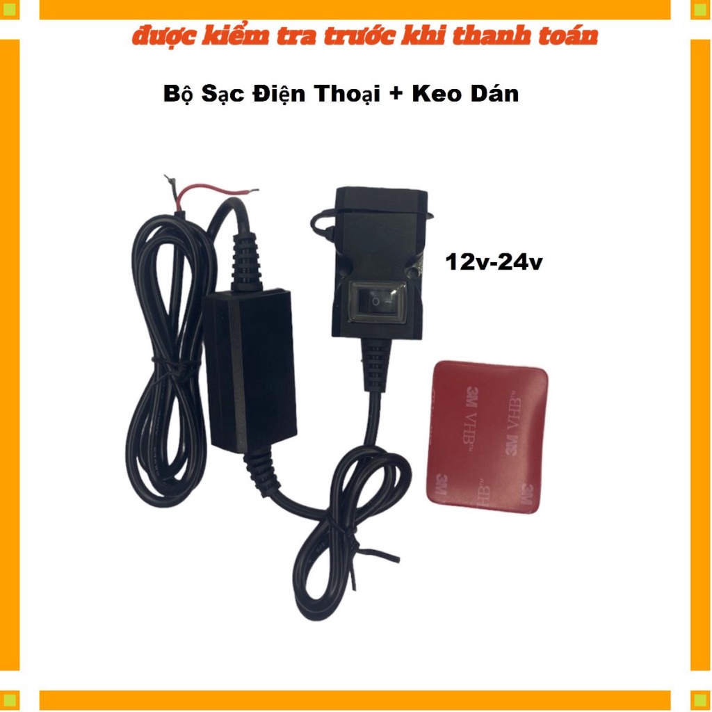 Bộ sạc điện thoại dán dành cho xe máy 2 cổng usb hỗ trợ sạc 2.1a