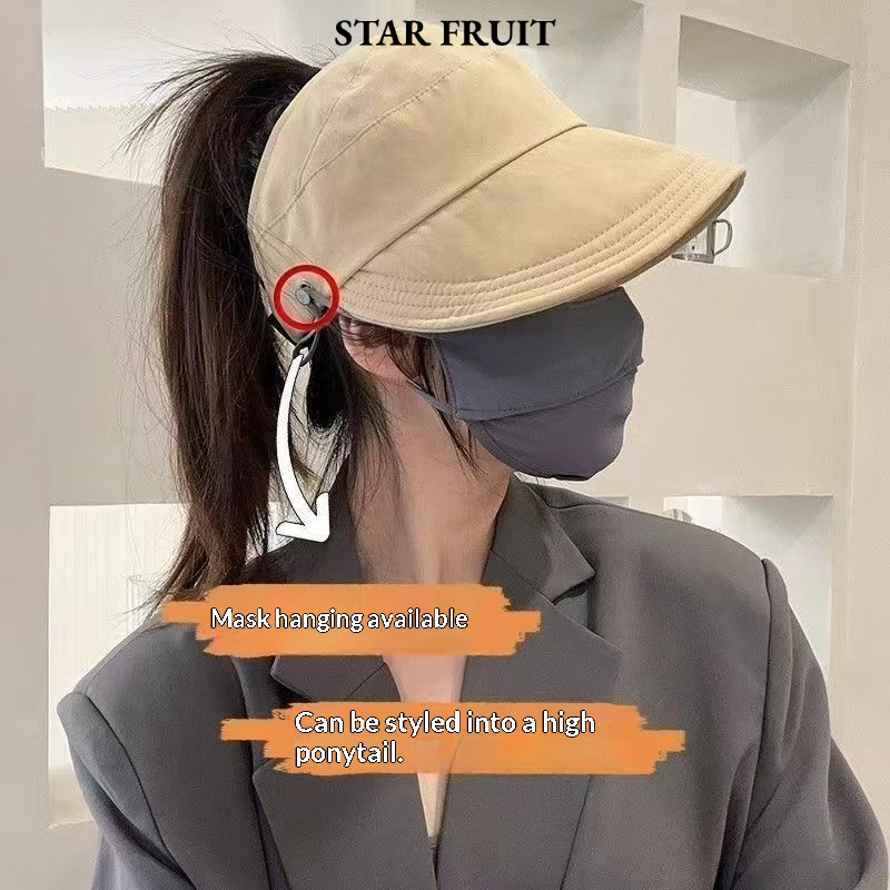 STAR FRUIT⭐ Women's Sun Hat UPF50 Air Top Sun Protection Sun Hat Women's Wide Brim Quick-Drying Breathable Adjustable Full Face Protection ราคา 30 บาท*ส่งฟรี