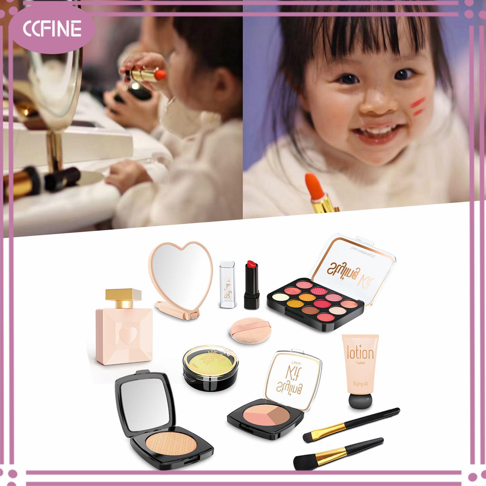 Ccfine 11 cái trẻ em Bộ trang điểm đồ chơi mỹ phẩm đồ chơi công chúa xách tay Bộ Túi đựng mỹ phẩm đồ trang điểm đồ chơi Bộ trang điểm cho cosplay nhà quà tặng sinh nhật