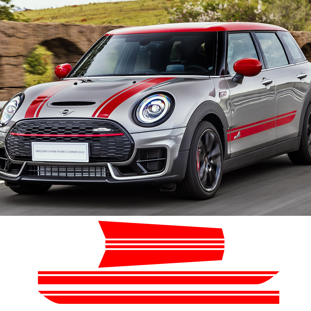 【Booming】 Car Hood Decal Bonnet Band Body Kit Side Stripes Skirt Sticker Decal For Mini Clubman F54 