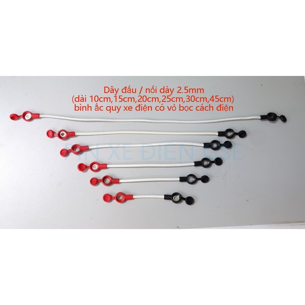 Dây đấu/nối bình ắc quy dày 2.5mm(dài 10cm 15cm 20cm 25cm 30cm 45cm)xe điện có vỏ bọc cách điện( giá 1 sợi)